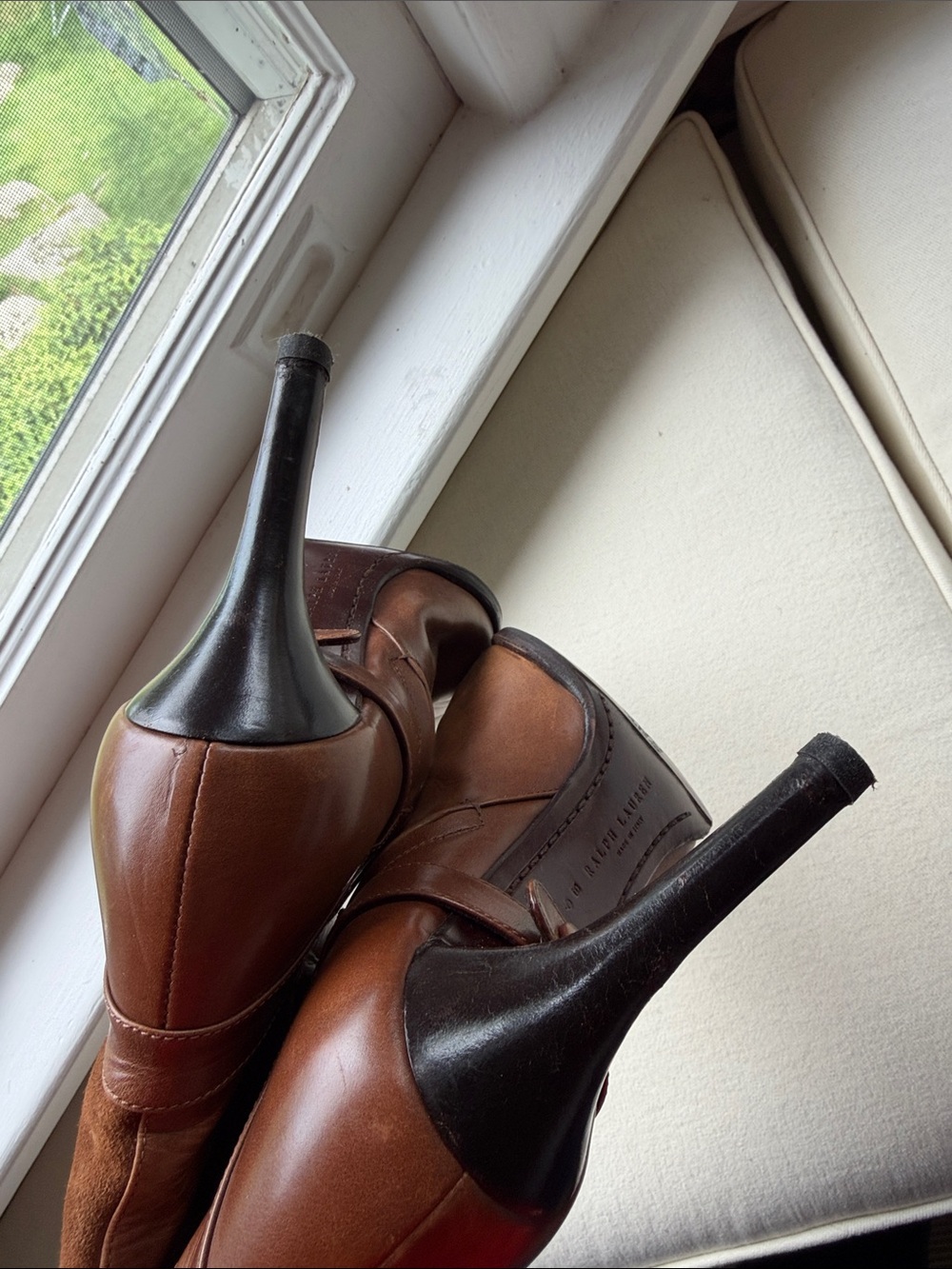 RALPH LAUREN Women's Brown Leather & Suede Knee-High Boots SZ 9 - Picture 7 of 8